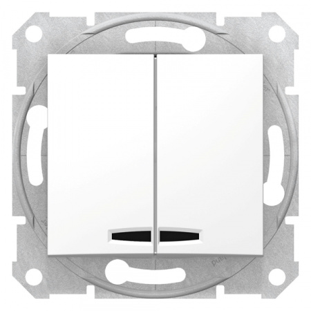 Schneider Electric Sedna Бел Выключатель 2-клавишный с подсветкой 10А (сх 5)