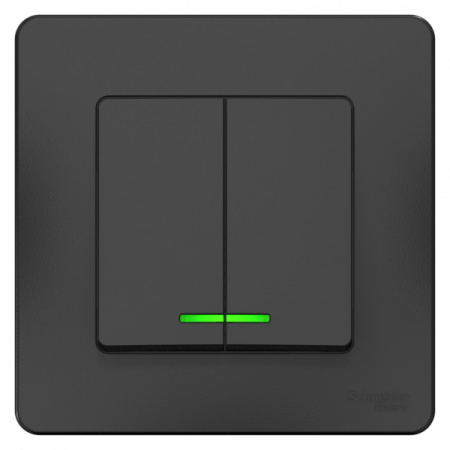 Systeme Electric Blanca внутр Антрацит Выключатель 2-клавишный с подсветкой, 10А, 250B
