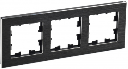 IEK BRITE DECOR Черный металл Рамка 3-м РУ-3-1-БрЧ