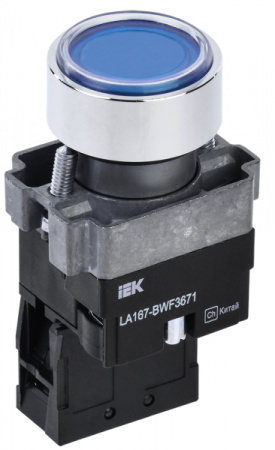 IEK Кнопка LA167-BWF3671 d=22мм RC 1з с подсветкой синяя