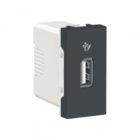 Schneider Electric Unica Modular Антрацит Розетка USB, 5 В / 1000 мА, 1 модуль