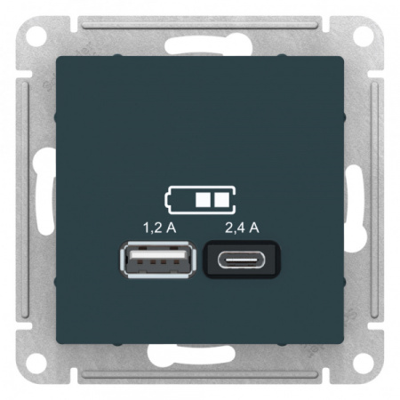 Systeme Electric AtlasDesign Изумруд USB A+С, 5В/2,4 А, 2х5В/1,2 А, механизм