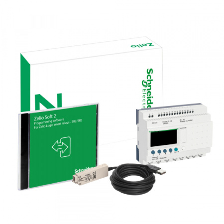 Schneider Electric Zelio Logic Комплект (Реле компактное +ПО+кабель SR2USB01) 20 I/O 24V (DC)