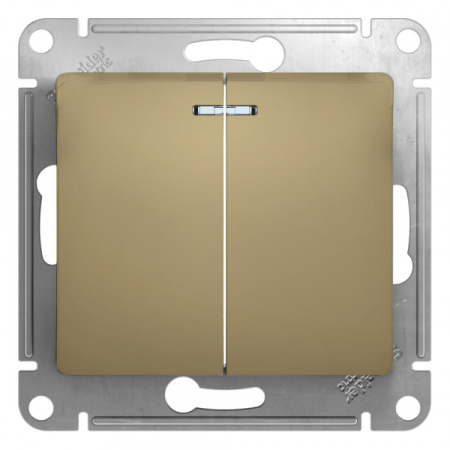 Systeme Electric Glossa Титан Выключатель 2-клавишный с подсветкой, сх.5а, 10АХ