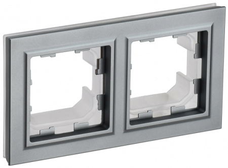 IEK BRITE BASE Сталь Рамка 2-м IP44 РУ-2-БрС-44