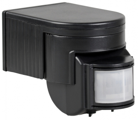 IEK Датчик движения ДД 012 черный, макс. нагрузка 1100Вт, угол обзора 180град., дальность 12м, IP44