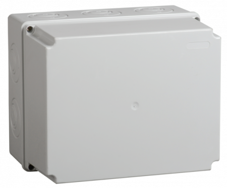 IEK Коробка КМ41344 распаячная для о/п 240х195х165 мм IP55 (RAL7035, монт. плата, кабельные вводы 5 шт)