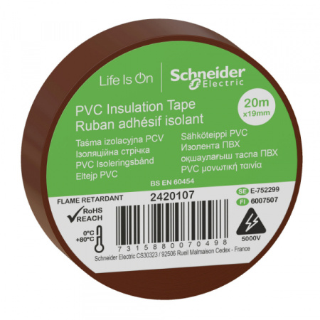 Schneider Electric OptiLine 45 Коричневая Изолента ПВХ 19ммх20м