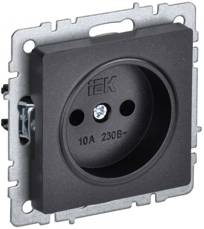 IEK BRITE BASE Черный Розетка 1-м б/з без защ штор 10А РС10-1-0-БрЧ