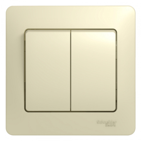 Systeme Electric Glossa Беж Выключатель 2-клавишный, сх.5, 10АХ (в сборе с рамкой)