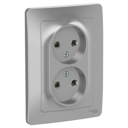 Systeme Electric Blanca внутр Алюминий Розетка 2-ая б/з без шторок, 16А, 250В