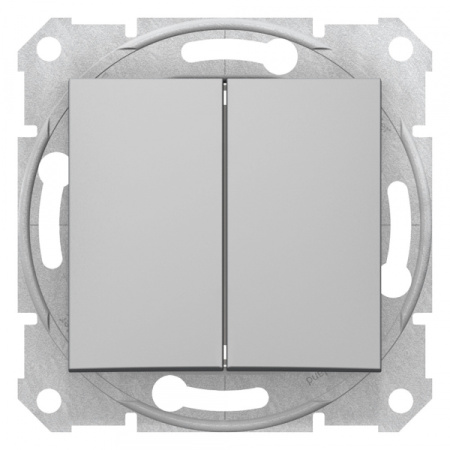 Schneider Electric Sedna Алюминий Выключатель 2-клавишный 10А (сх.5)