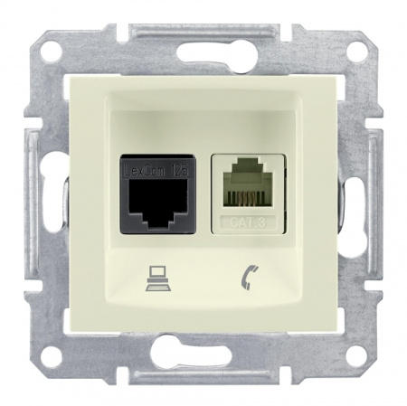 Schneider Electric Sedna Беж Розетка 2-ая ТЛФ + компьютерная кат.5е UTP (RJ11+RJ45)