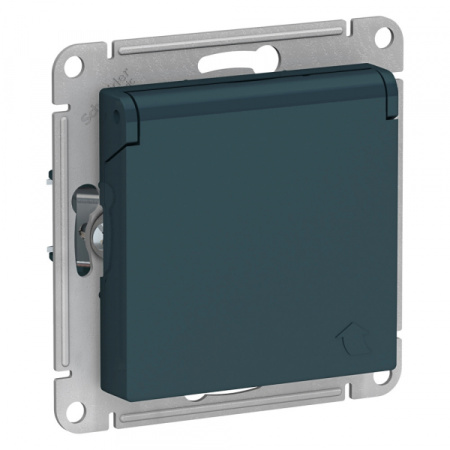 Systeme Electric AtlasDesign Изумруд Розетка с/з, со шторками, с крышкой, 16А, в сборе