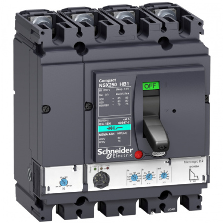 Schneider Electric Compact NS630 4P Выключатель Micrologic 2.2 40A NSX100HB1 (75кА при 690B)