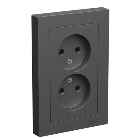 Systeme Electric AtlasDesign Базальт Розетка двойная б/з,16А, в сборе