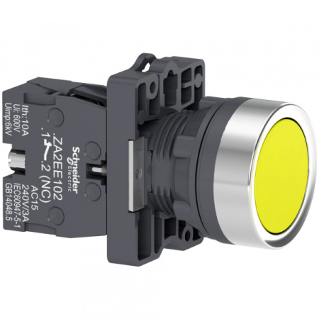 Schneider Electric Кнопка XA2,пружинный возврат,желтая,1НO