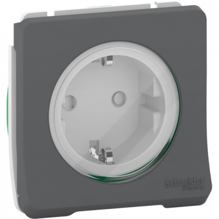 Schneider Electric Mureva Styl Антрацит Розетка с/з и шторками, IP55